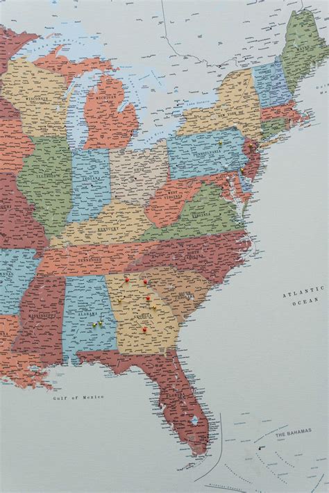 Pinnwand Usa Karte Bunte Detailliert Tripmapworldde