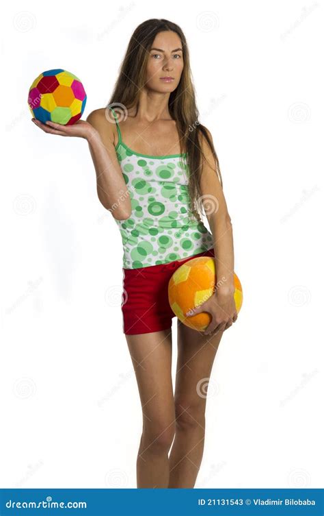Beautiful Woman Holding A Balls Stock Photos Image