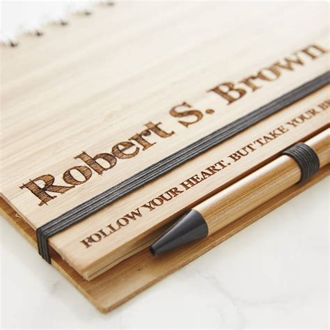 Personalised Etched Wooden Notebook Set For Him By Sophia Victoria Joy