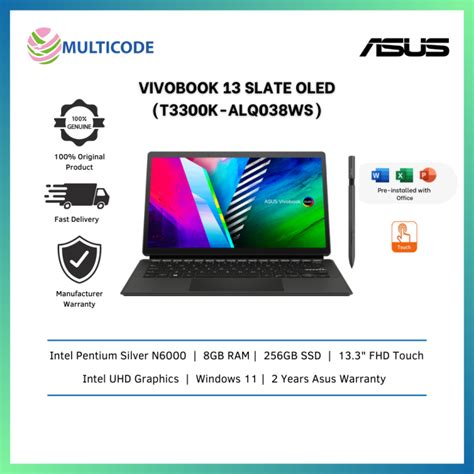 Asus Laptop Vivobook 13 Slate Oled T3300k Alq038ws 133 Fhd Touch 2 In