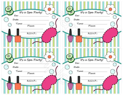 spa party invitation template diy  crafts