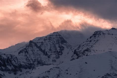 Download Wallpaper 6000x4000 Mountains Peak Pink Snow Hd Background