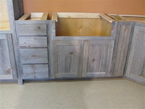 Weathered Gray Barnwood Kitchen Cabinets For Sale