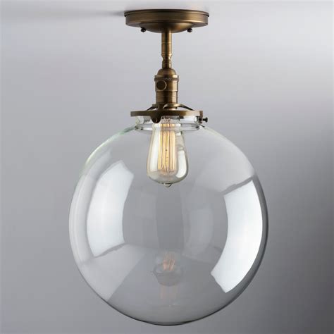 Large Clear Glass Globe Flush Mount Light 12 Glass Globe