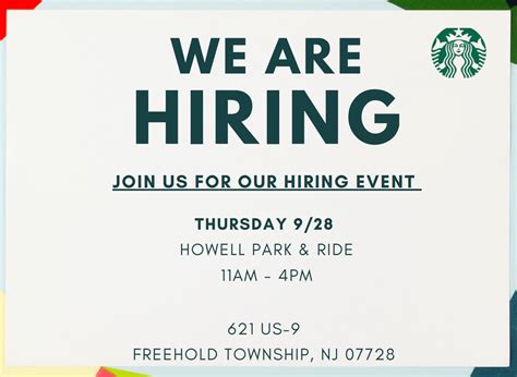 Sep 28 | Starbucks Job Fair | Manalapan, NJ Patch