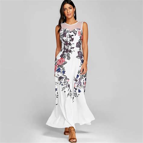 Buy Kenancy Women Boho Maxi Dress Spring Summer Lace Floral Print Long Dresses