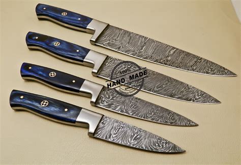 Stilettos, otf leverlocks and many others with unique mechanism. Lot Of 4 PCs Damascus Kitchen Knives Custom Handmade ...