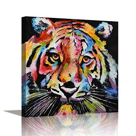 Pi Art Original Design Canvas Painting Abstract Colourful Tiger Head
