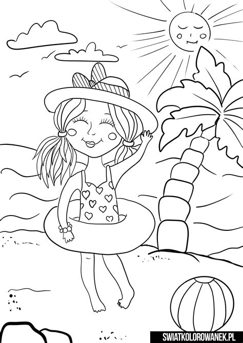 Malowanki Lato Dziewczynka Na Plaży Darmowe Kolorowanki Do Druku