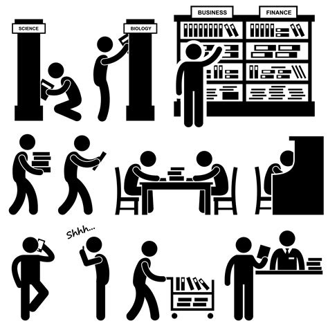 Library Librarian Bookstore Student Pictograms 350046 Vector Art At