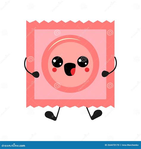 Cute Kawaii Condom Cartoon Character Vector Illustration Stock Vector Illustration Of Logo