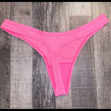 Pink Victorias Secret Intimates And Sleepwear Victorias Secret Pink Cotton Ribbed Thong Panty