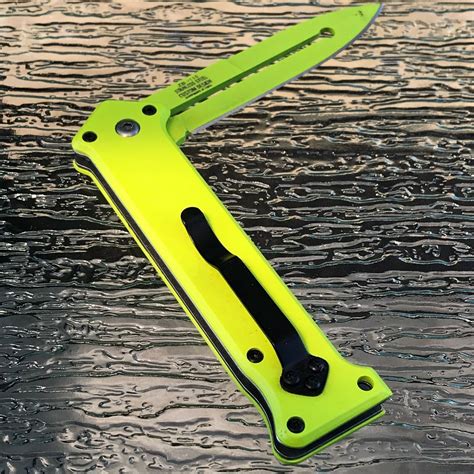 8 z hunter zombie spring assisted green handle stiletto joker knife