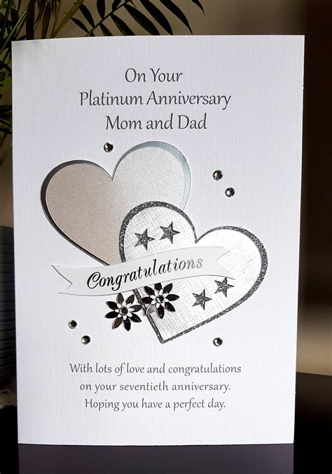 Mom And Dad Platinum Th Wedding Anniversary Card Etsy