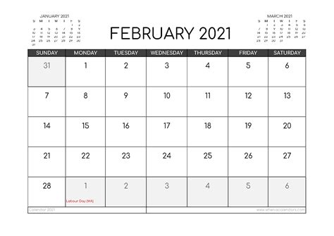 February 2021 Calendar Printable With Notes February 2021 Calendar