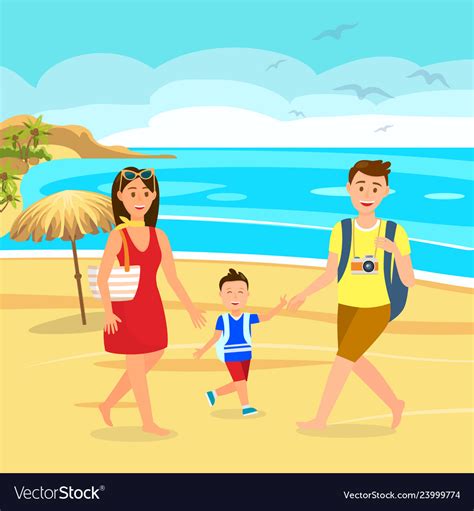 Summer Holidays On Beach Cartoon Royalty Free Vector Image