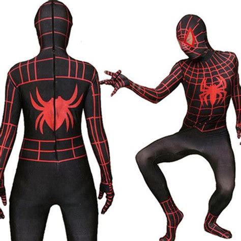 Halloween Spider Man Costume Black And Red Lycra Spandex Spiderman Suit