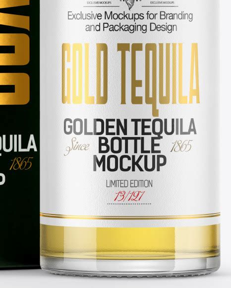 golden tequila bottle  box mockup  bottle mockups  yellow images object mockups