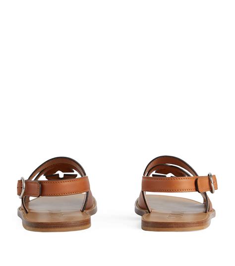 Gucci Leather Cut Out Interlocking G Sandals Harrods Us
