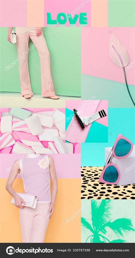 Fashion Aesthetic Moodboard Vanilla Pastel Colours Style Stock Photo
