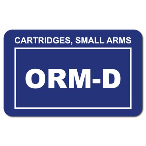 This sticker is required for packages weighing 70 pounds (31.5. Cartridges, Small Arms ORM-D-AIR Stickers