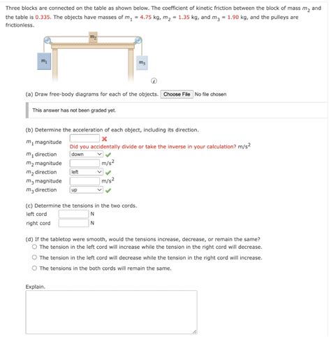 Solved Three Blocks Are Connected On The Table As Shown Chegg Com