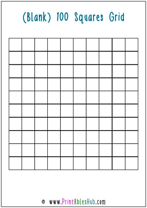 Free Printable Blank 50 100 And 200 Squares Grid Templates Pdf