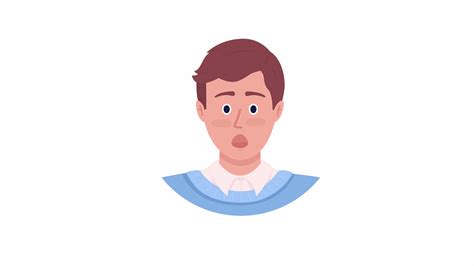 Animated Shocked Young Man Emotion Male Surprise Flat Character Head