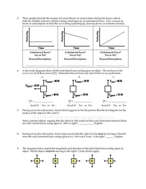 Free Body Diagram Physics Worksheet