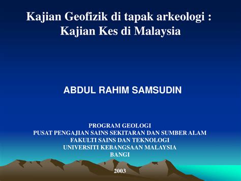 PDF Kajian Geofizik Di Tapak Arkeologi Kajian Kes Di Malaysia