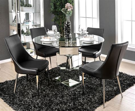 Perfecto Skalk Pico Glass Dining Table With Glass Legs Black Dining Table And Chairs Round Glass