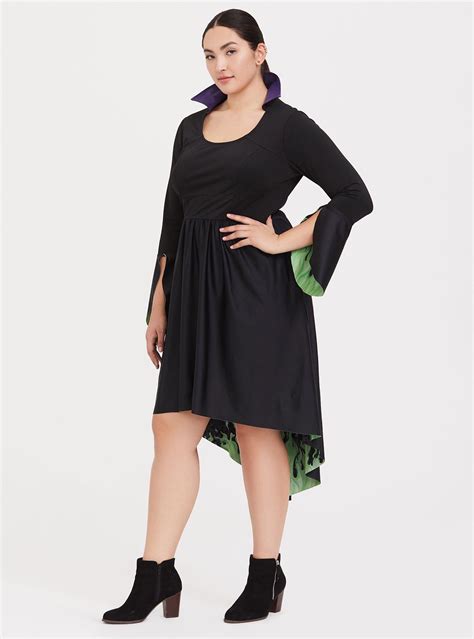 Plus Size Disney Maleficent Black And Green Hi Lo Skater Dress Torrid