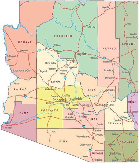 Political Map Of Arizona