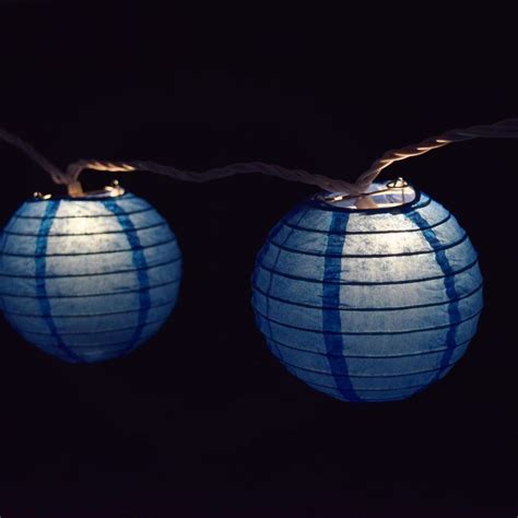 10 Socket Dark Blue Round Paper Lantern Party String Lights 4 Inch