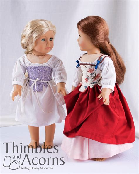 thimbles and acorns 18th century underpinnings doll clothes pattern 18 inch dolls such as