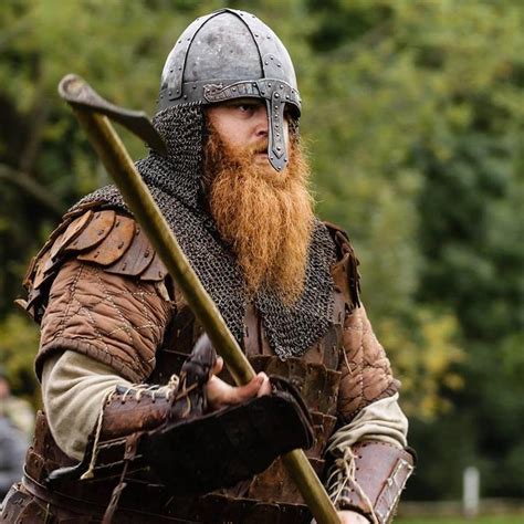 Viking Warrior Reenactor With An Awesome Beard And Accurate Garb
