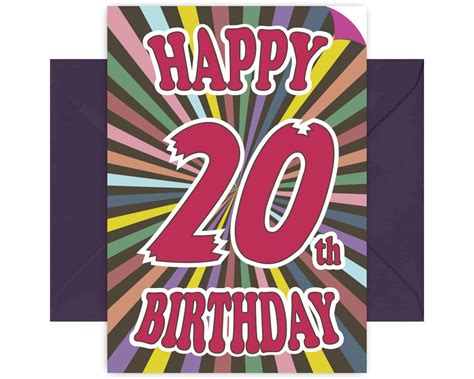 Happy 20th Birthday Card Etsy Uk