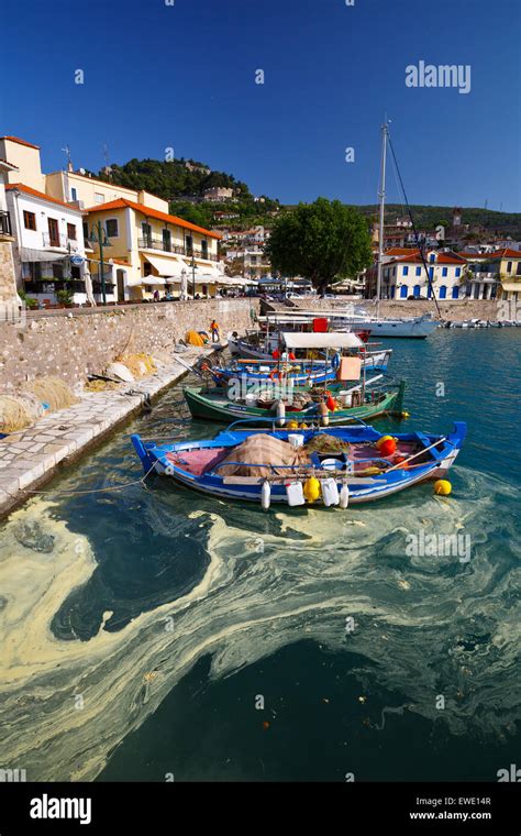 Boats In The Harbour Of Nafpaktos Greece Stock Photo Alamy