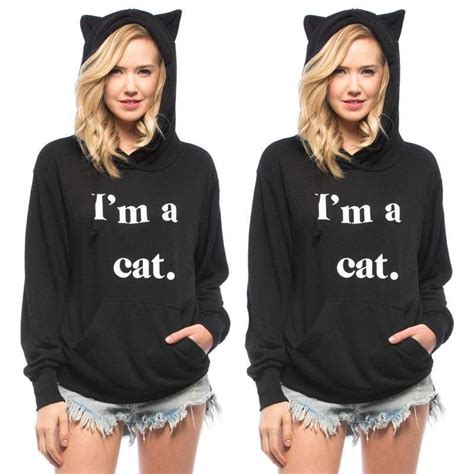 Im A Cat Ear Hoodie New Women Long Sleeve Hoodie Sweatshirt Sweater