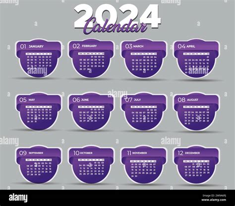 Calendars 2024 Modern Layout Vector Illustration Week Starts On Monday