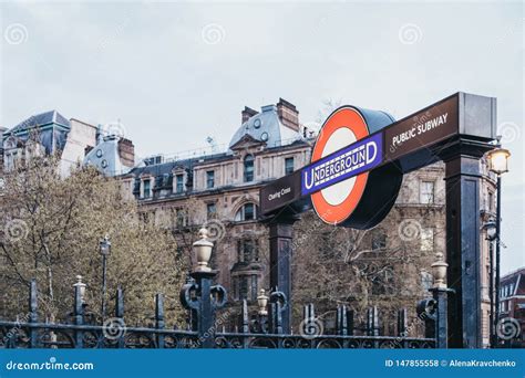 London Underground Sign At The Entrance Of Charing Cross Station From