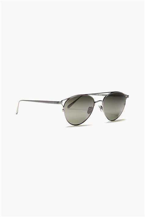 Linda Farrow Aviator Style Gunmetal Tone And Titanium Sunglasses The Outnet