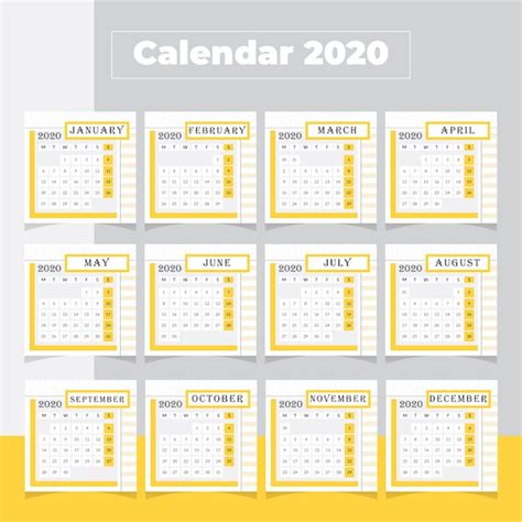 Premium Vector Minimal Calendar 2020