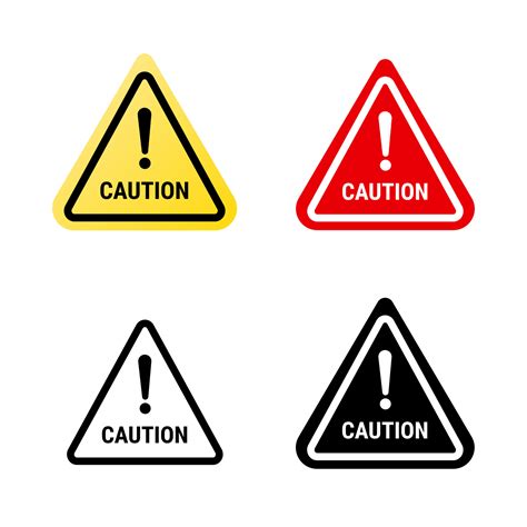 Caution Sign In Triangle Shape With Yellow Red And Black Color