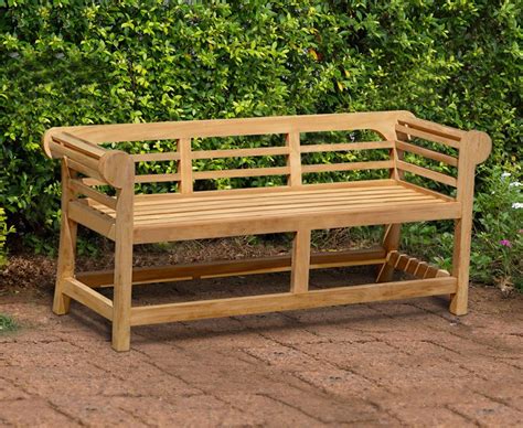 Lutyens Style Teak Garden Bench With Low Back 165m
