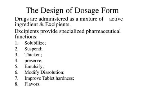 Ppt The Design Of Dosage Form Powerpoint Presentation Free Download
