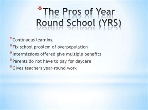 Benefits Of Year Round School