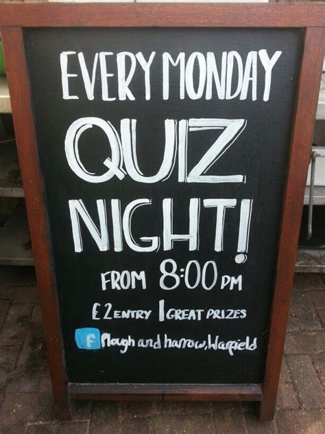 Quiz Night Chalkboard Quote Art Pub Quiz Chalkboard
