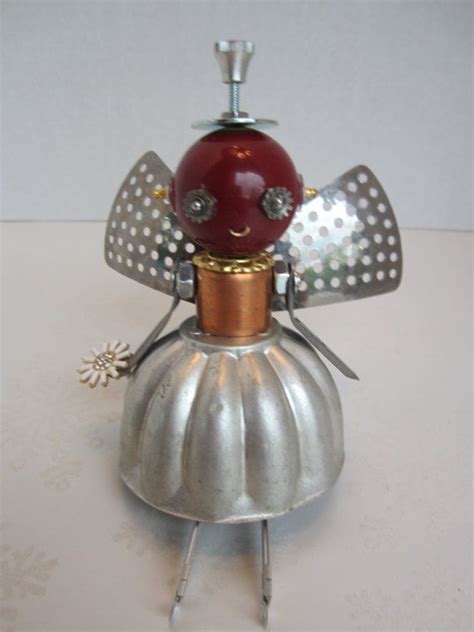 Reserved Garnet Fairy Bot Found Object Robot Sculpture Assemblage By