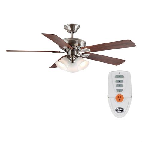 Wireless remote to control all fan and light functions. Campbell 52 in. LED Indoor Brushed Nickel Ceiling Fan with ...